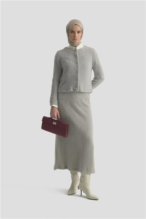 Armine  Dokulu Triko Takım 25KD1801 Gri