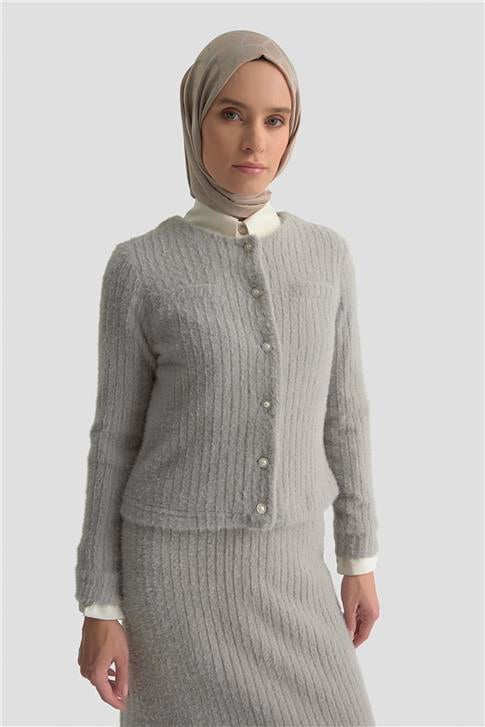 Armine  Dokulu Triko Takım 25KD1801 Gri