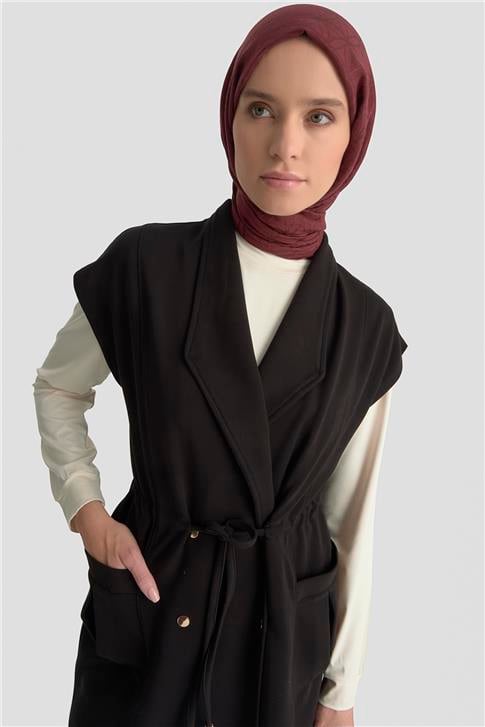 Armine Yelekli Örme Takım 25KD1802 Siyah