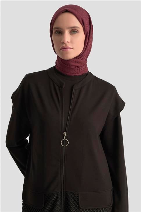 Armine File Yelekli Örme Takım 25KD1803 Siyah