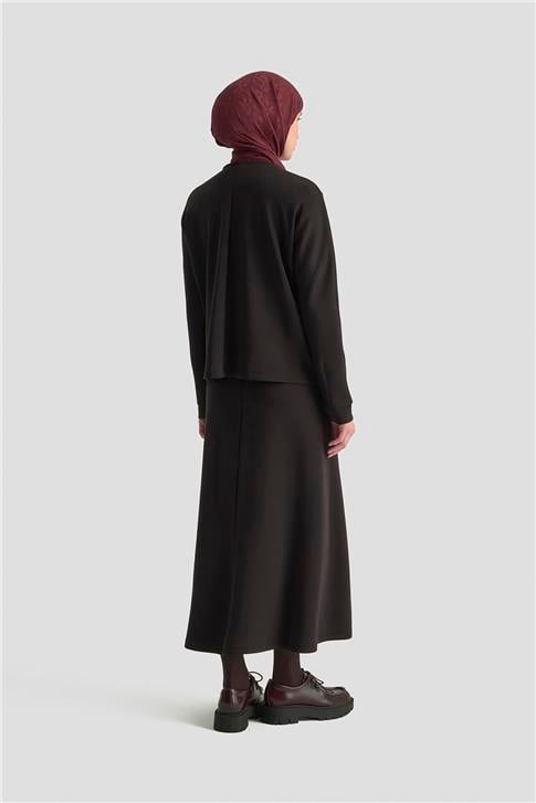 Armine Düğme Detaylı Örme Takım 25KD1805 Siyah