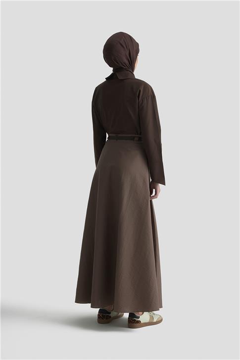 Armine Kemerli Ve Pileli Etek 25K1900 Kakao