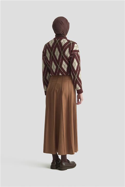 Armine Dikişli Süet Etek 25K1924 Camel