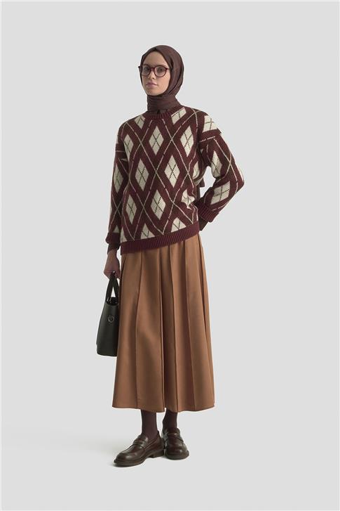 Armine Dikişli Süet Etek 25K1924 Camel