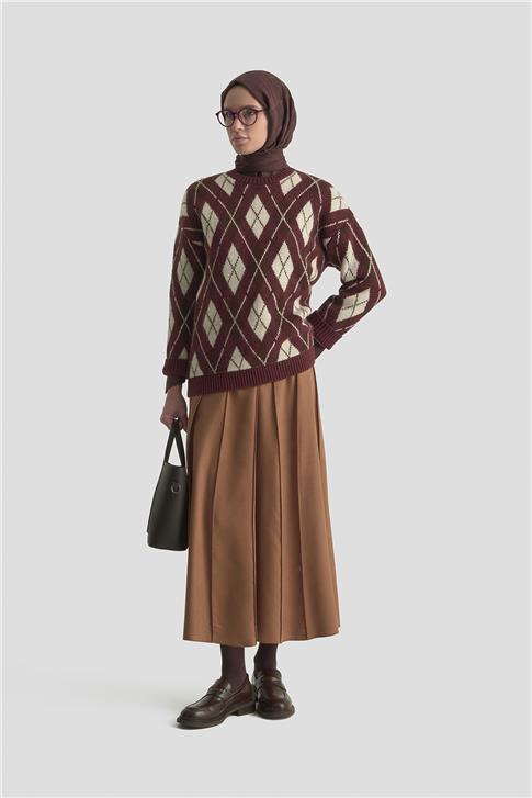 Armine Dikişli Süet Etek 25K1924 Camel