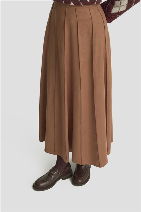Armine Dikişli Süet Etek 25K1924 Camel