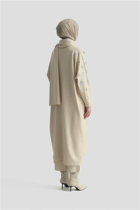 Armine Atkılı Triko Tunik 25KD2303 Bej