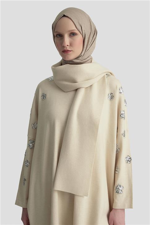 Armine Atkılı Triko Tunik 25KD2303 Bej