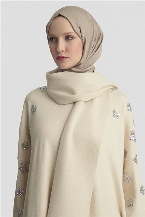 Armine Atkılı Triko Tunik 25KD2303 Bej