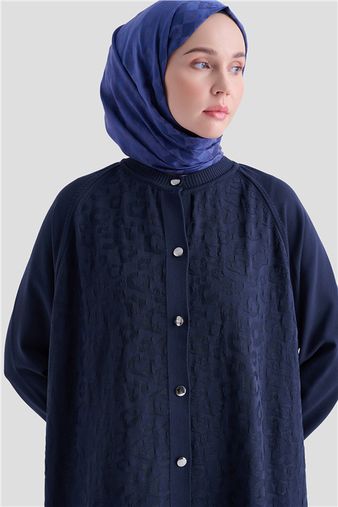 Jakarlı Triko Hırka 25KD2306 Lacivert