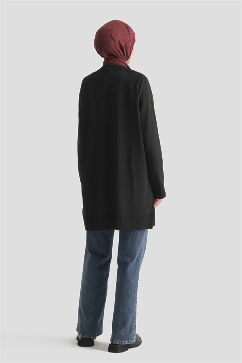 Jakarlı Triko Hırka 25KD2306 Siyah