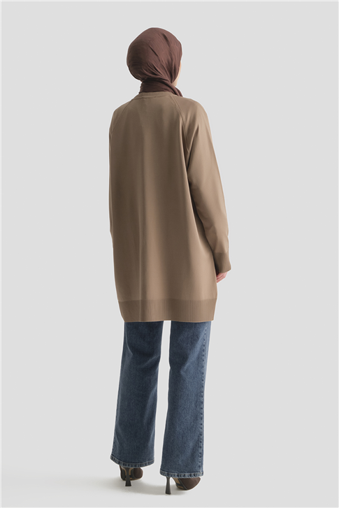 Jakarlı Triko Hırka 25KD2306 Vizon