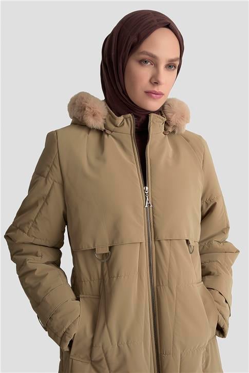 Armine Kapüşonlu Kapitone 25KD2402 Bej