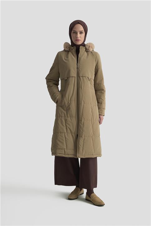 Armine Kapüşonlu Kapitone 25KD2402 Bej