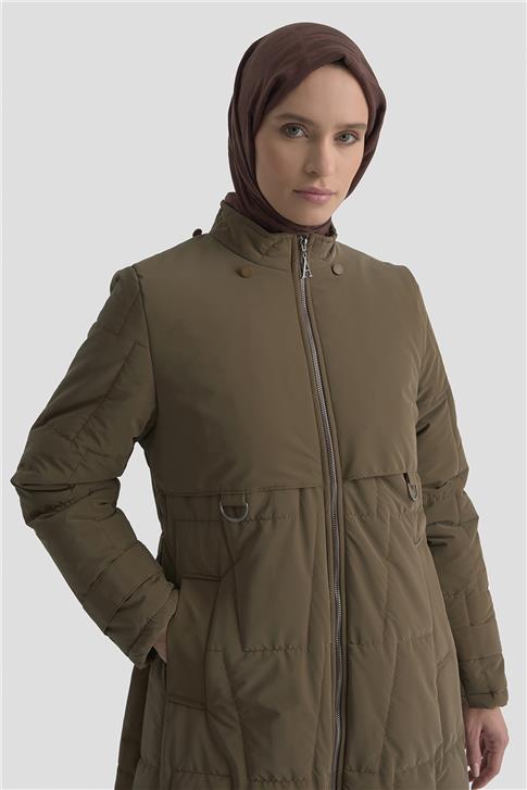 Armine Kapüşonlu Kapitone 25KD2402 Haki