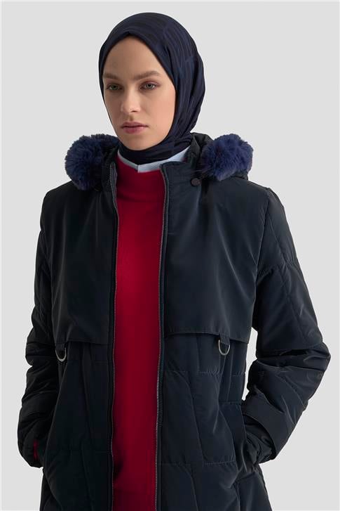 Armine Kapüşonlu Kapitone 25KD2402 Lacivert