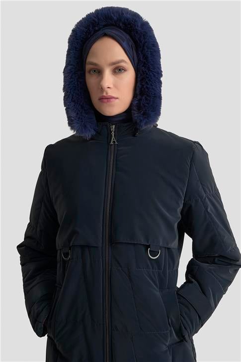 Armine Kapüşonlu Kapitone 25KD2402 Lacivert