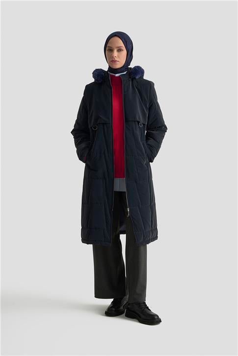 Armine Kapüşonlu Kapitone 25KD2402 Lacivert