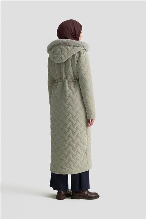 Armine Kürklü Kapitone Kaban 25KD2501 Taş