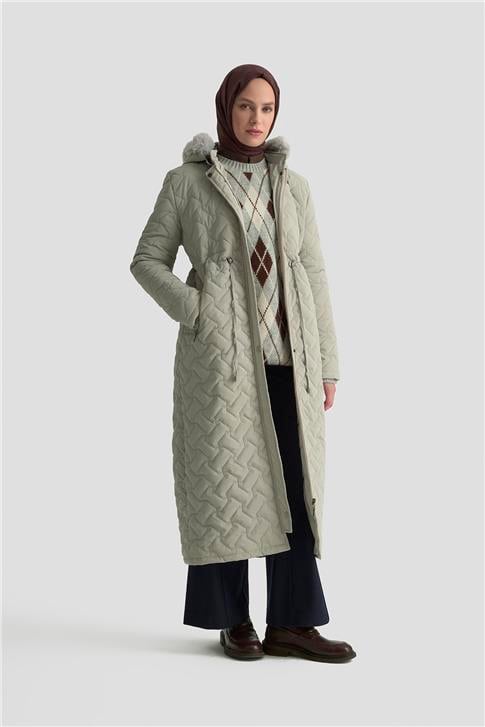 Armine Kürklü Kapitone Kaban 25KD2501 Taş