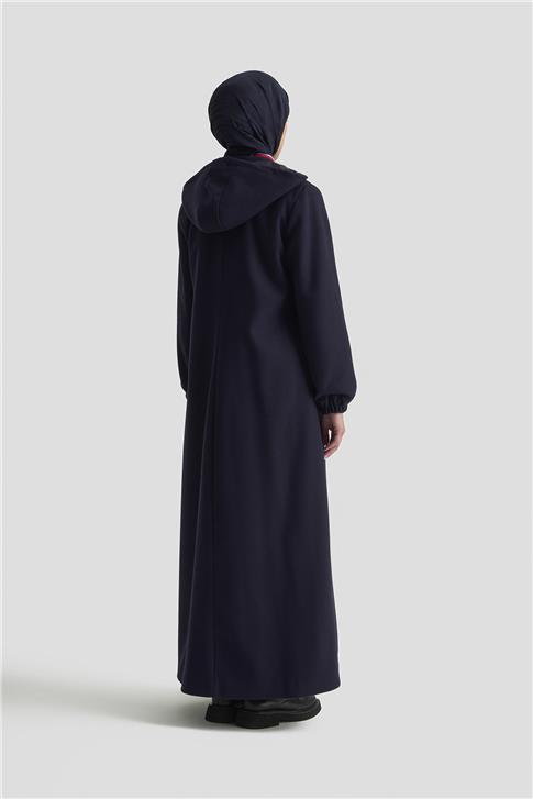 Armine Kapüşonlu Kaşe Kaban 25KD2503 Lacivert