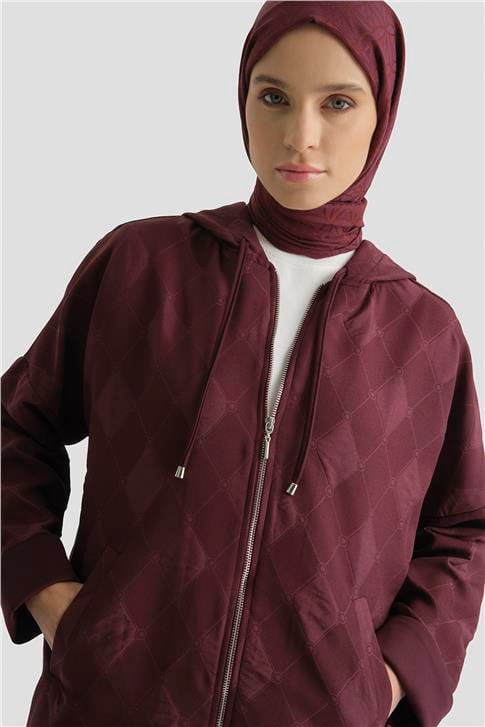 Armine Desenli Kapüşonlu Relax Takım BORDO