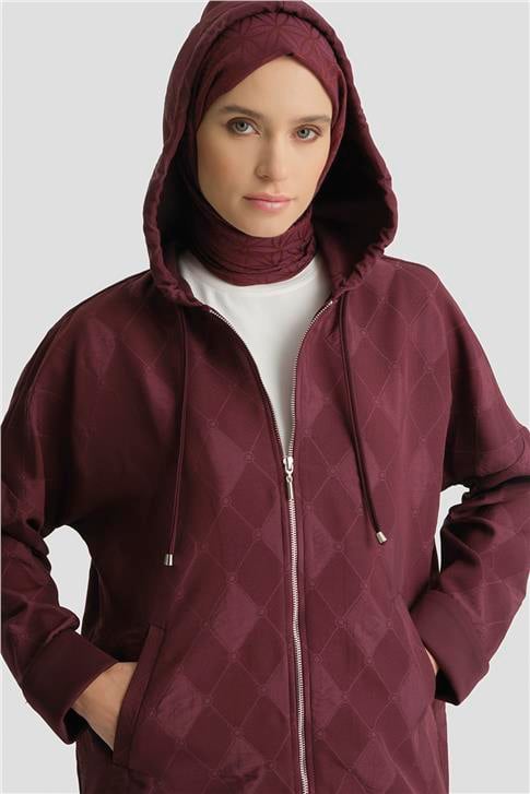 Armine Desenli Kapüşonlu Relax Takım BORDO