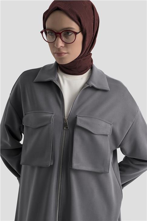 Armine Taş İşlemeli Örme Takım 25KD2804 Antrasit