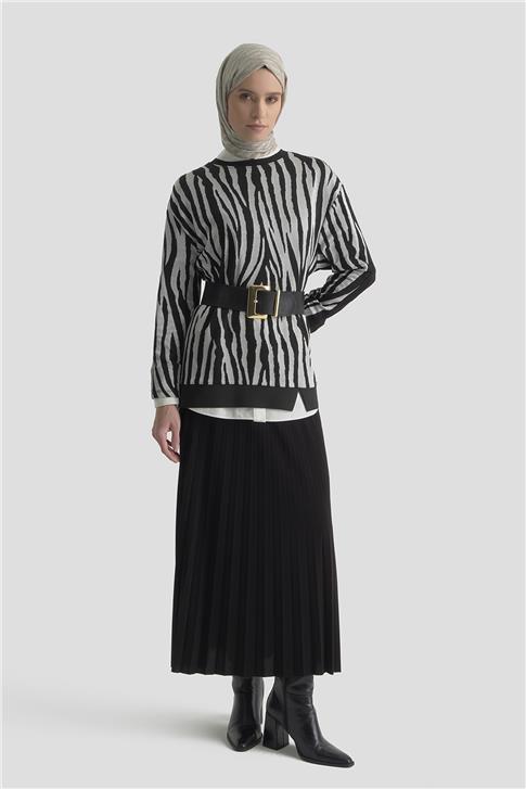 Armine Zebra Desenli Örme Takım 25KD2806 Gri