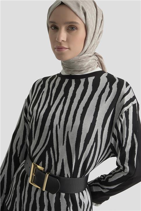 Armine Zebra Desenli Örme Takım 25KD2806 Gri