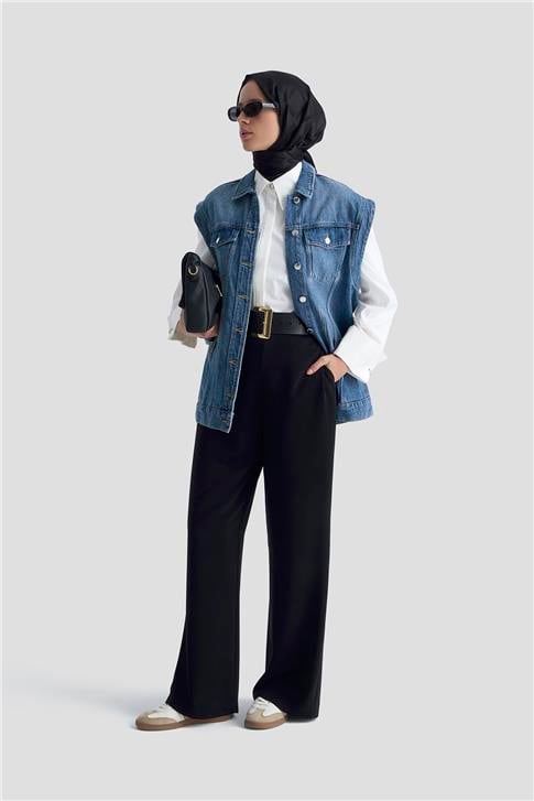 Armine Pileli Pantolon 25K2900 Siyah