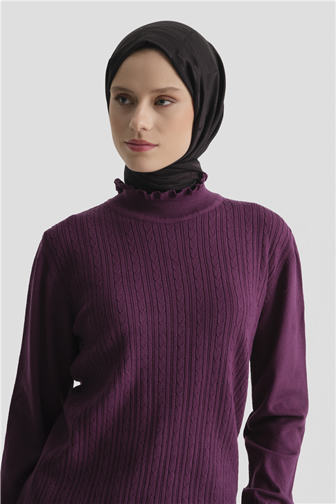 Armine Triko Kazak 25KD2901 Mürdüm