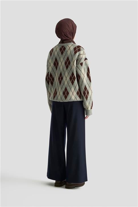 Armine Beli Lastikli Palazzo Pantolon 25K2703 Lacivert