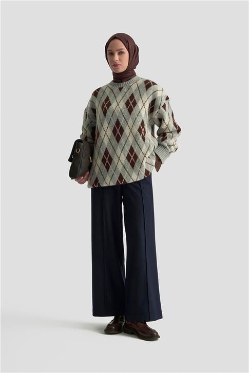 Armine Beli Lastikli Palazzo Pantolon 25K2703 Lacivert