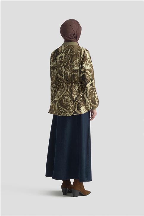 Armine Yakası Ve Kolu Triko Detaylı Bluz 25K3844 Camel