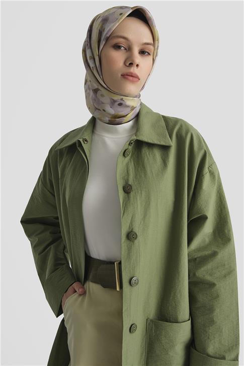 Armine Pamuk Karışımlı Kap 25KD4008 Haki 