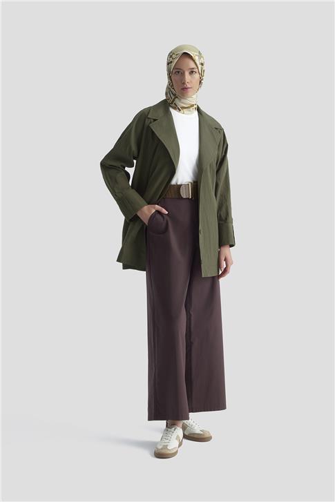 Armine Pamuk Karışımlı Ceket 25KD4009 Haki