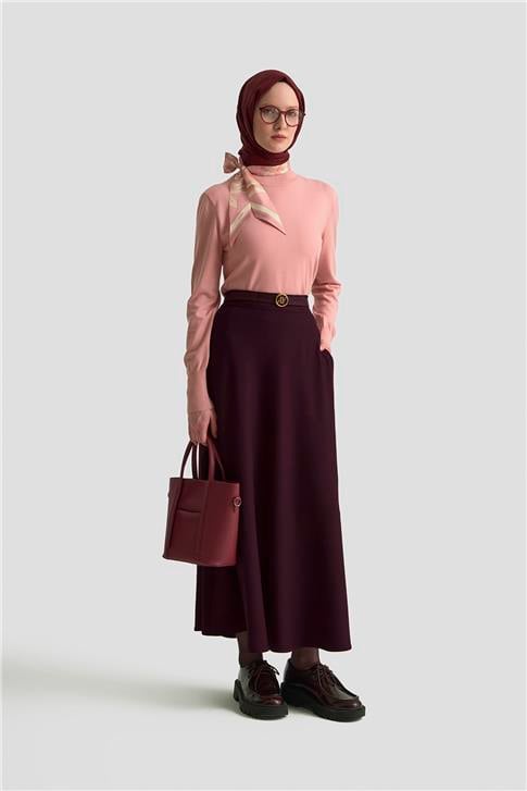 Armine Kloş Örme Etek 25KD4033 Mürdüm