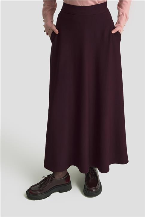 Armine Kloş Örme Etek 25KD4033 Mürdüm