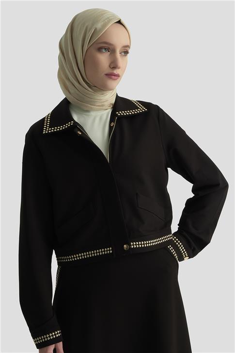 Armine Trok Ceketli Örme Takım 25KD4036 Siyah