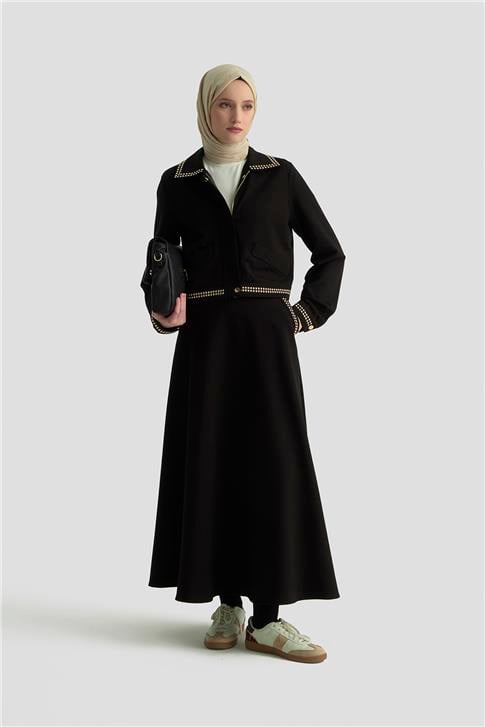 Armine Trok Ceketli Örme Takım 25KD4036 Siyah