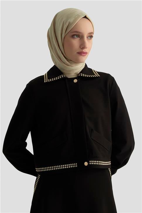Armine Trok Ceketli Örme Takım 25KD4036 Siyah