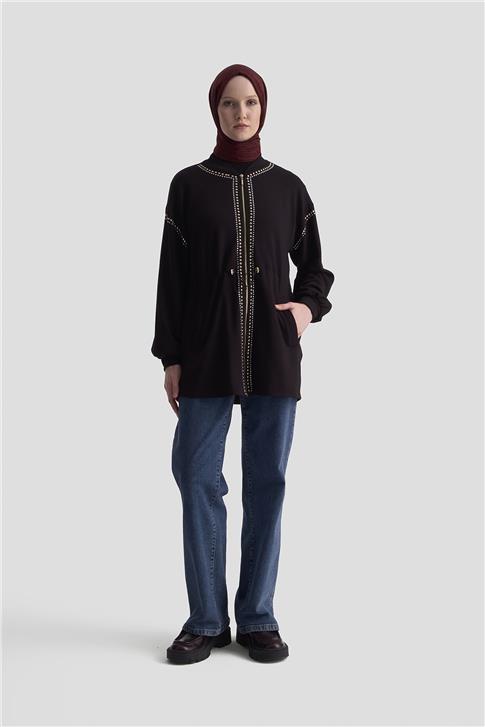 Armine Trok Detaylı Kap 25KD4038 Siyah