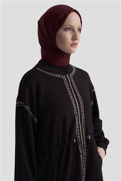 Armine Trok Detaylı Kap 25KD4038 Siyah