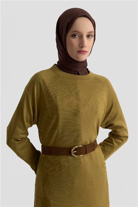 Armine Trend Triko Tunik 25KTD4114 Yağ Yeşili
