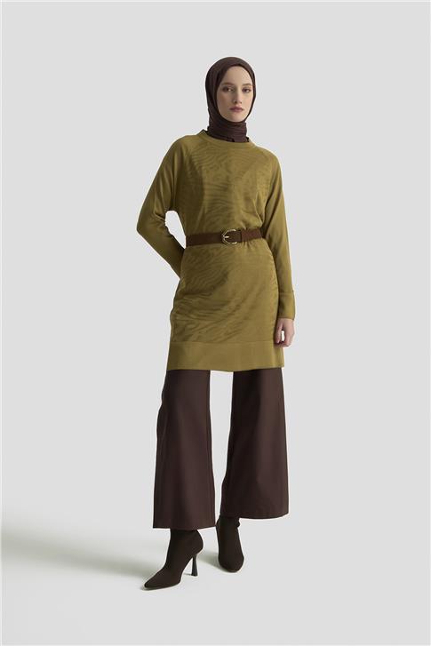 Armine Trend Triko Tunik 25KTD4114 Yağ Yeşili