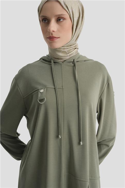 Armine Kapüşonlu Örme Rayon Takım 25KD4386 Haki