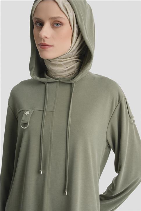Armine Kapüşonlu Örme Rayon Takım 25KD4386 Haki