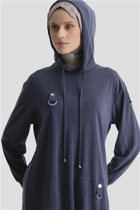 Armine Kapüşonlu Örme Rayon Takım 25KD4386 Lacivert