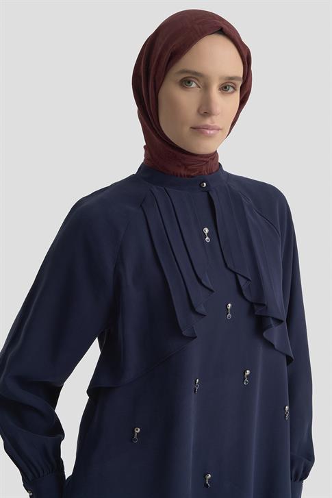 Armine Aksesuar Detaylı Tencel Tunik 25K4945 Lacivert